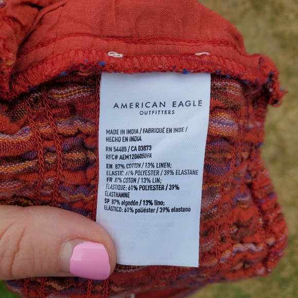 NWT American Eagle Cropped Corset Top Size XS Red Striped - Picture 4 of 13